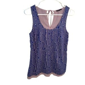 Gap Women's Size XS Sleeveless Blouse Scoop Neck Blue Purple Geometric Keyhole